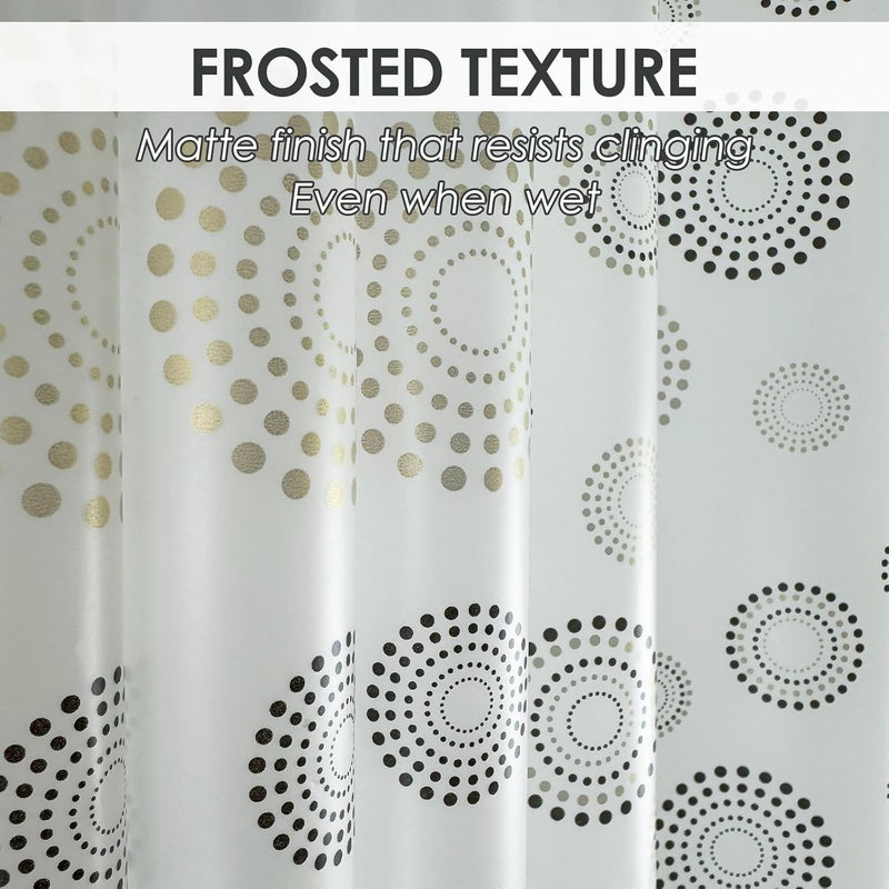 TRIMENGO Plastic Shower Curtain Liner, Waterproof Printed PEVA Shower Curtain with Design, Gold Dots Pattern, Rustproof Grommets, Standard Size 70x72 Bathtub Curtain for Bathroom (Pack of 1) - Image 2